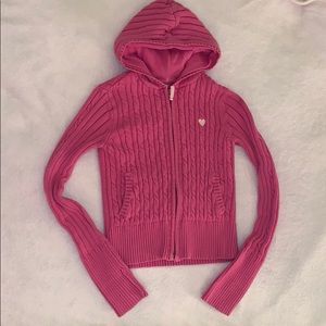 Pink knit jacket zip up